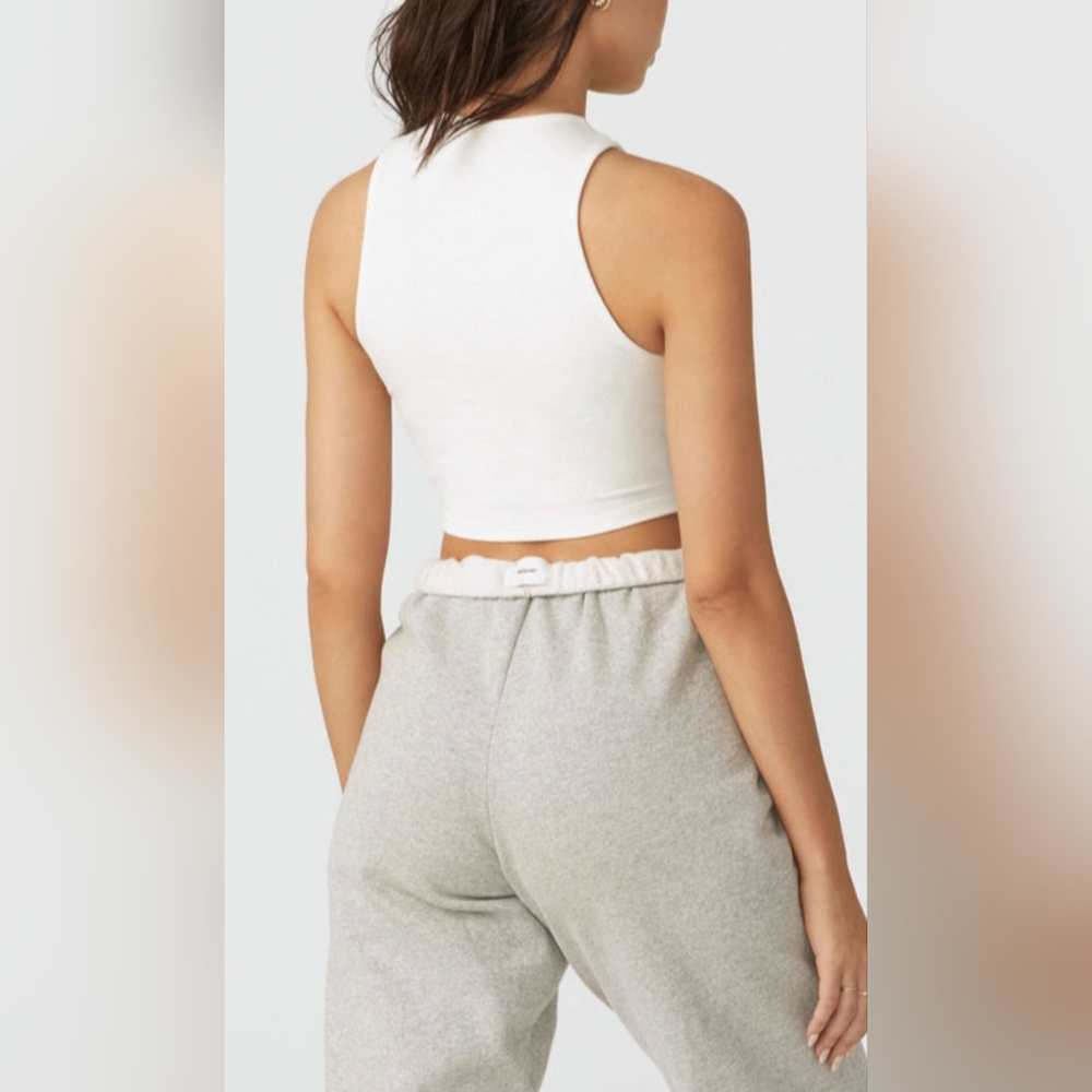 Joah Brown Lace Up Crop Tank White Size S/M Gently Used - Picture 3 of 9